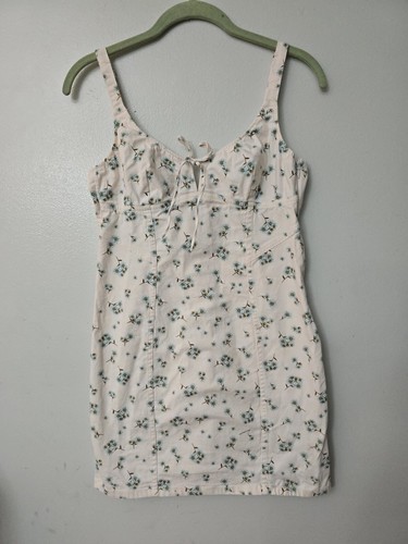 UNDERCOVER Abito Victoria’s Secret floreale elasticizzato denim corsetto cami panna midi medio