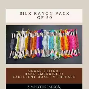 50 Shiny Silk Rayon Cross Stitch Embroidery Threads Lot Embroidery Thread Floss - Picture 1 of 8