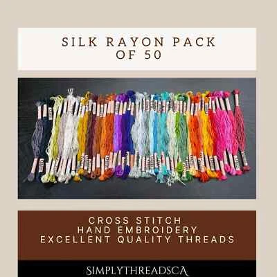 50 Shiny Silk Rayon Cross Stitch Embroidery Threads Lot Embroidery Thread Floss - Image 1 of 4