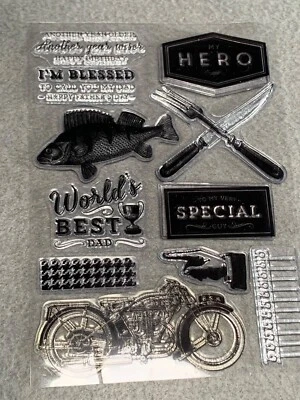 Набор прозрачных марок на День отца - лучший в мире папа рыбалка мой герой специальный парень мот - Изображение 1 из 3