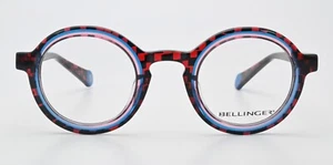 BELLINGER DENMARK Brille Twice 1 45-26 140 C192 Acetat Rund Kariert Rot Schwarz - Bild 1 von 10