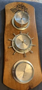 Vtg 3 Gauge Sunbeam Nautical Weather Station Temperature Humidity Barometer - Picture 1 of 5