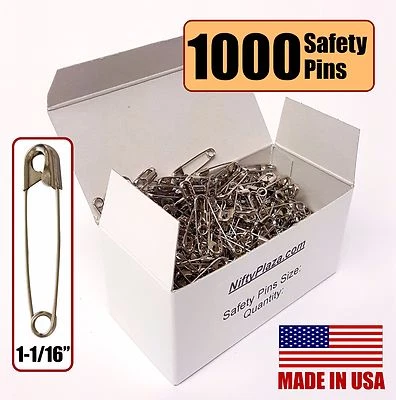 NiftyPlaza 1000 Safety Pins, Size 1-1/16", Rust Resistant, Brand New, USA SHIP - Image 1 of 4