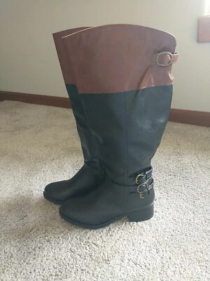 Nuevas botas con cremallera hasta la rodilla punta redonda para mujer talla 8 Foto 1 de 4