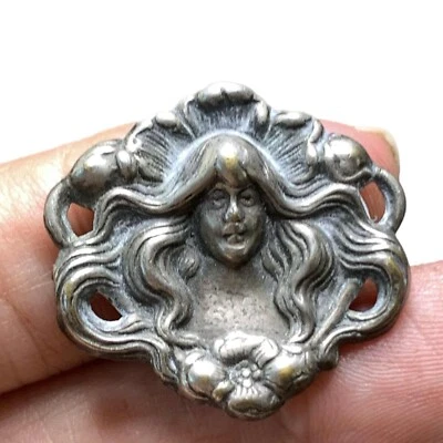 Broche LUX Art Nouveau de plata esterlina, prendedor de ninfa del bosque, broche en C Foto 1 de 4