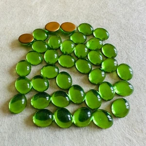 BD118 Vintage Glas Cabochons 10x8mm Peridot Gold foliert Flachboden (36) - Bild 1 von 1