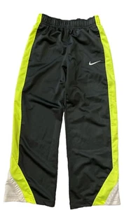 Nike Boys Youth Small Track Sweatpants Gray Neon Yellow 21” Waist Pockets - Picture 1 of 3