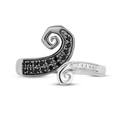0.10Ct Black White Round CZ Nightmare Before Xmas Ring Solid 925 Sterling Silver - Image 1 of 4