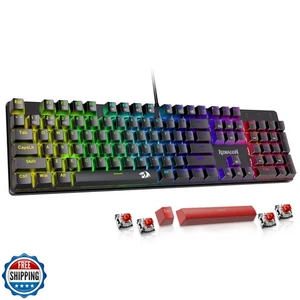 Redragon Mechanical Gaming Keyboard Wired, 11 Programmable Backlit Modes, Hot - Picture 1 of 5