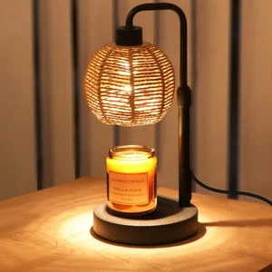 Candle Warmer Lamp with Timer Dimmable, Natural Weaving Boho Candle Lamp, Wax... - Picture 1 of 8