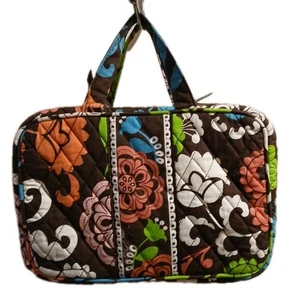 Vera Bradley Lola Folding Hanging Makeup Toiletry Bag Zip Pockets Brown Pink - Picture 1 of 10