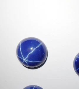 Blue Star Sapphire Round 12x12 mm Cabochon 6 Rayed Lab-created Opaque 1 pc Lot - Picture 1 of 14