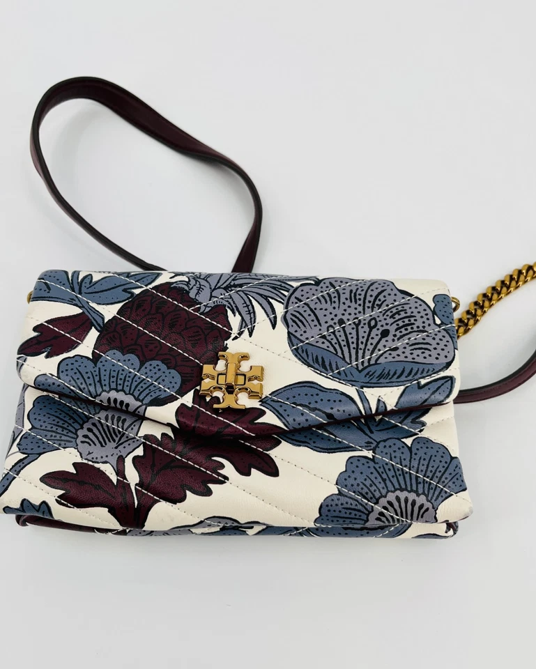 Bolso Bandolera Pequeño Tory Burch Kira Chevron Cadena Cartera Estampado Floral Cuero Foto 1 de 4
