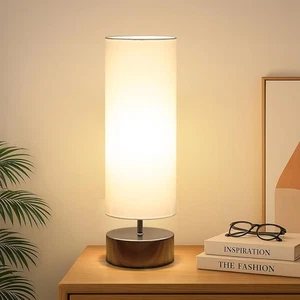 Touch Table Lamp, 5.51*5.51*17.52 in, White Shade with Black Nickel Base - Picture 1 of 9