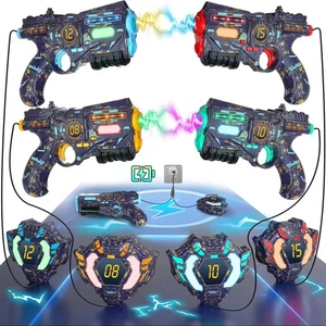 Set Pistole Laser Tag Infrarossi Ricaricabili X4 Gilet Sincronizzazione Dati Gioco Esterno Interno - Foto 1 di 7