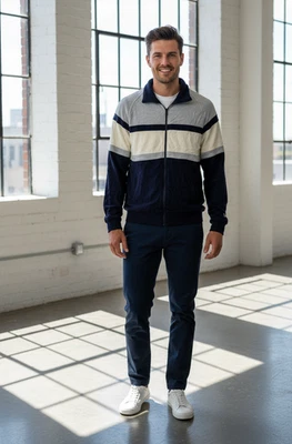 Chaqueta deportiva vintage Christian Dior Monsieur para hombre L multicolor cremallera atletismo Foto 1 de 4