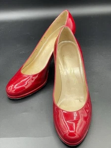 Impresionantes zapatos de tacón Stuart Weitzman rojo rubí charol musa talla 7 - Imagen 1 de 8