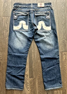 Vintage Y2K Laguna Beach Men’s Jeans Skull Button Studs Distressed Size 36x32 - Picture 1 of 24