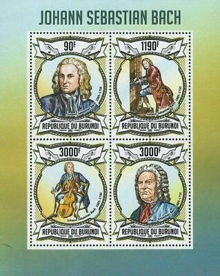 Famoso músico compositor Johann Sebastian Bach Sov. Hoja MNH Foto 1 de 2