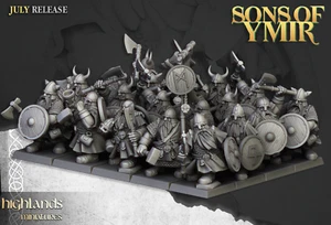 Dwarf Warriors with Axes & Shields for Fantasy Wargaming by Highland Miniatures - Picture 1 of 12