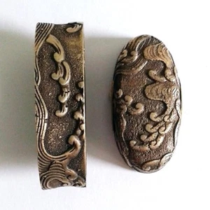 Piezas de espada samurai Fuchi Kashira mango envolvente vaina Tsuba blanco bronce  - Imagen 1 de 8