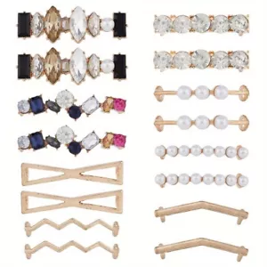 1Box 16Pcs 8 Styles Alloy Shoe Lace Buckle Clips Plastic Rhinestone & Plastic - Picture 1 of 6