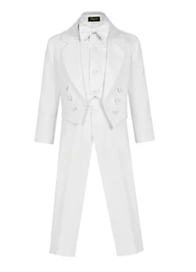 Baby Boy's Suit Pants Vest Blazer Tuxedo Bowtie Shawl Lapel 5Pcs White #BY008 - Picture 1 of 2