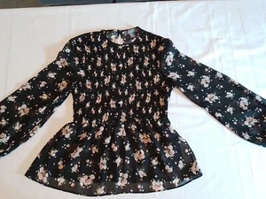 Damen Top Primark Größe 8 Lang Ballon Transparente Ärmel Elastisches Mieder... - Bild 1 von 14