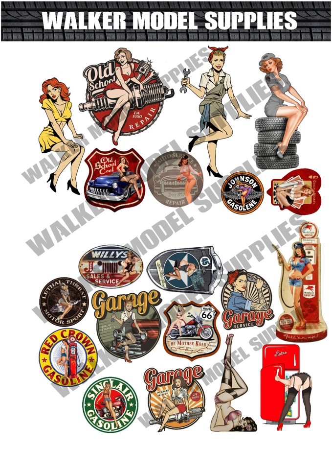 1:24 Scala Stile Vintage Pin Up Bambine. Pre Taglio. Auto Modello Diorama.set 1 - Immagine 1 di 1