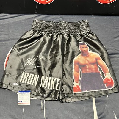 Mike Tyson Signed Black Boxing Trunks w/ Art Autographed PSA COA - Image 1 of 4