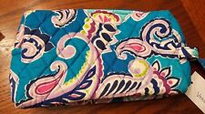 NEW NWT VERA BRADLEY Waikiki Paisley Blue Pattern Medium Cosmetic Bag Top Zip