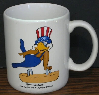 Los Angeles Summer Olympics Souvenir Mug - Sam US Eagle Mascot - Gymnastics 1984 - Image 1 of 4