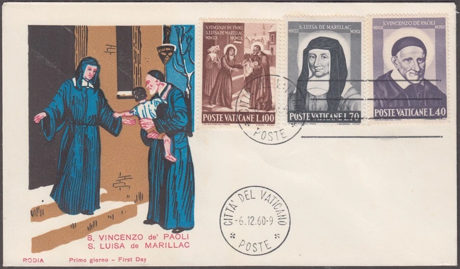 VATICAN Sc #295-7 FDC (II) - 300th ANN of the DEATH of ST VINCENT de PAUL - Image 1 of 1