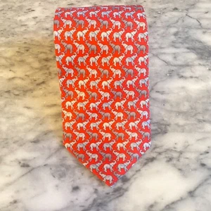ALYNN 100% Silk Handmade Red Necktie Grey Elephant Pattern Republican~3.25" J13 - Picture 1 of 7