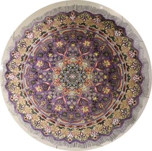 Rugstc 5x5 Pak Persiann Purple Area Rug, Hand-Knotted,Floral with Silk/Wool Pile - Picture 1 of 5