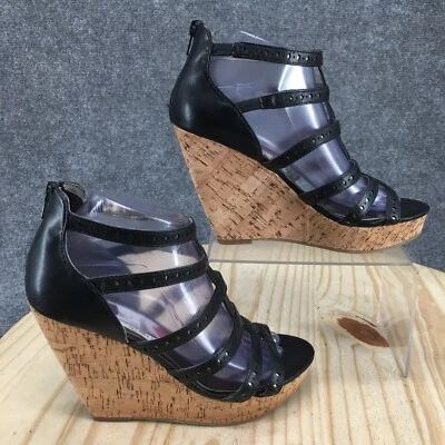 Salto anabela Carlos Santana feminino 8,5 M plataforma Maiko preto couro sintético - Imagem 1 de 4