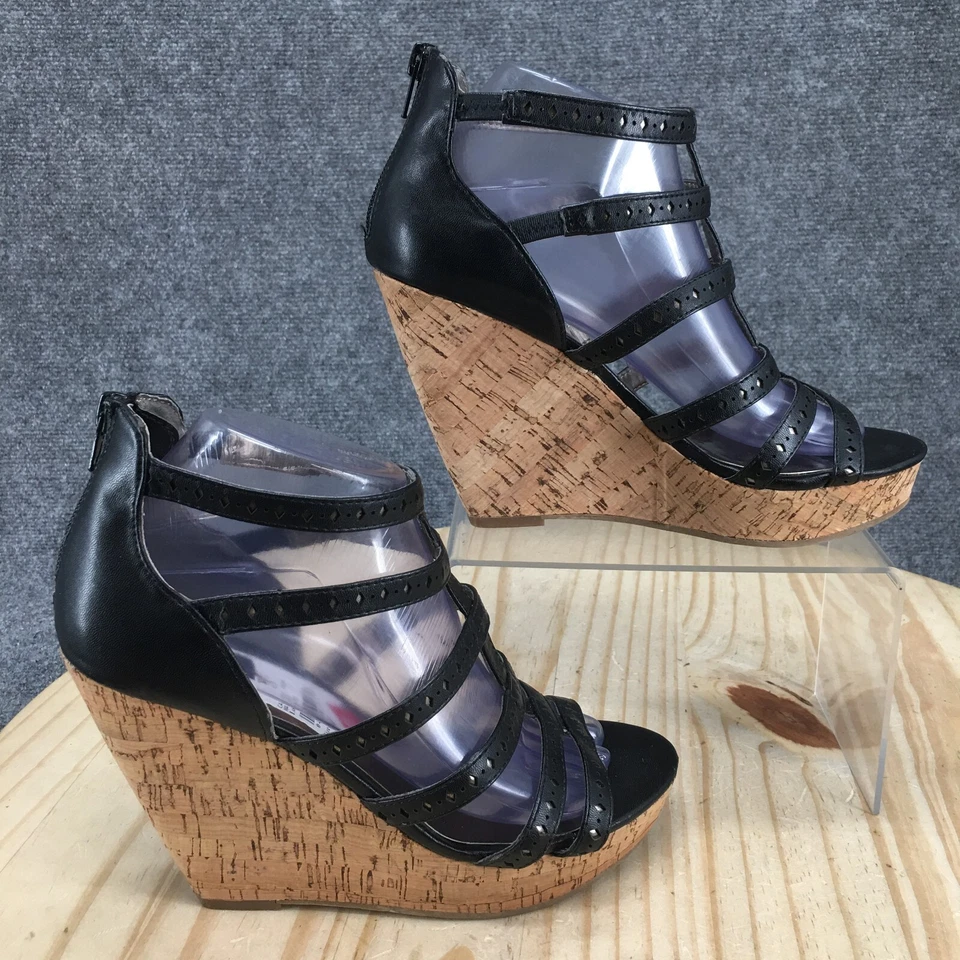 Tacones Carlos Santana para mujer 8,5 M plataforma Maiko negros imitación cuero tacones de cuña Foto 1 de 4