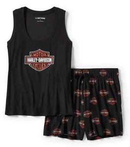 Harley-Davidson women´s Pajama Short Set Bar & Shield Print black 96522-25VW - Picture 1 of 2