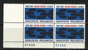 #1233 1963 Bloque de proclamación de emancipación de 5 centavos de 4 MNH con placa# - Imagen 1 de 1
