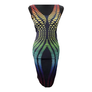 Y2K Bodycon Dress JR MEDIUM Sexy Dashes Dots Black Partying Going Out Trashy - Picture 1 of 15