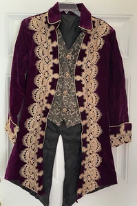 Men's Steampunk Vintage Jacket Gothic Victorian Pirate Prince Frock Tail Coat S - Picture 1 of 10