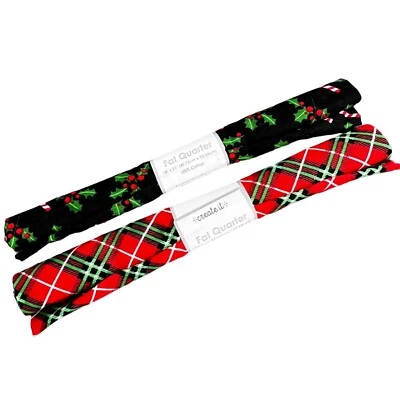 Lote de 2 bastones de caramelo a cuadros de bayas de acebo rojas negras de tela de Navidad nuevos con etiquetas Foto 1 de 4