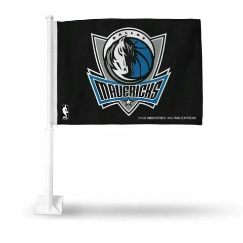 NBA Dallas Mavericks Logo on Black Window Car Flag by RICO Industries Cover