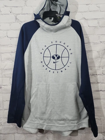 NIke BYU Cougars Basketball Spotlight Performance Hoodie Mens XL Gray Blue - New Cover