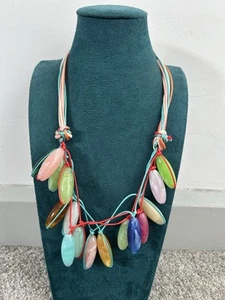 Collar Length Multicoloured Multi Cord Plastic Drop Bead Bib Necklace - Picture 1 of 15