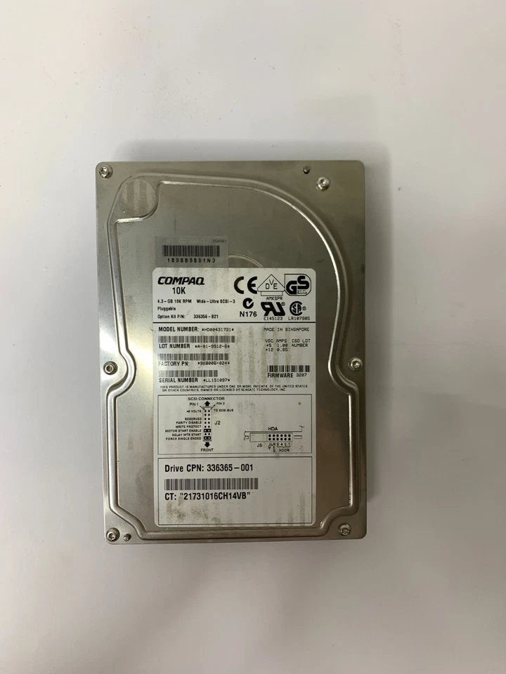 Compaq 4.3GB 10K SCSI 80PIN HDD Hard Drive 336356-B21 336365-001 HD00431731 - Image 1 of 4