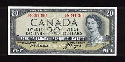 1954 $20.00 BC-41a AU-UNC ** GORGEOUS Canada COYNE Crisp QEII Old Twenty Dollars - Изображение 1 из 2