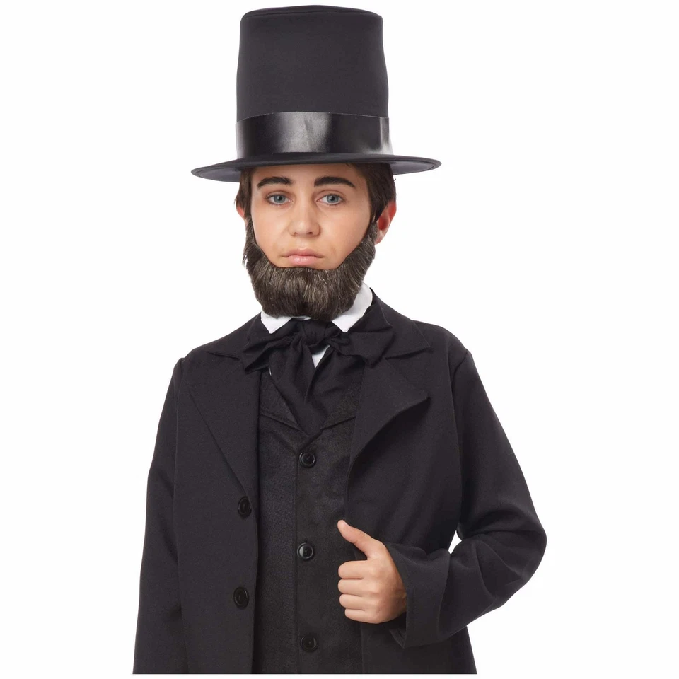 Disfraz Honesto Abe Lincoln Presidente de EE. UU. Histórico Niños Marrón Oscuro Gris Barba Foto 1 de 1