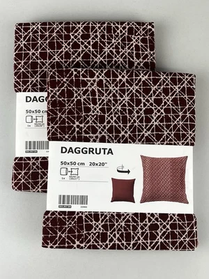 IKEA DAGGRUTA Square 20x20 Pillow Covers Red/Beige 503.957.84 Set of 2 - Image 1 of 4