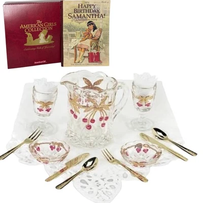 American Girl PC Samantha VICTORIAN LEMONADE SET Mosser Glass Tablecloth Napkins - Image 1 of 4